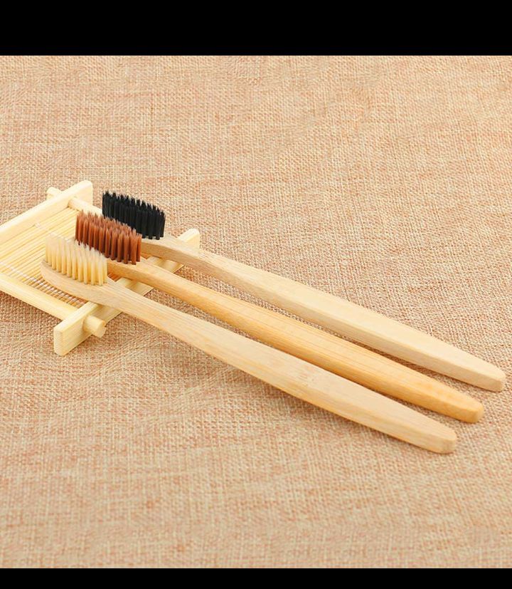 Eco-friendly set 4 natural color bamboo toothbrush🌱✨