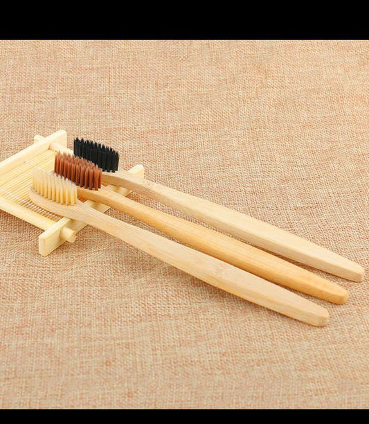Eco-friendly set 4 natural color bamboo toothbrush🌱✨